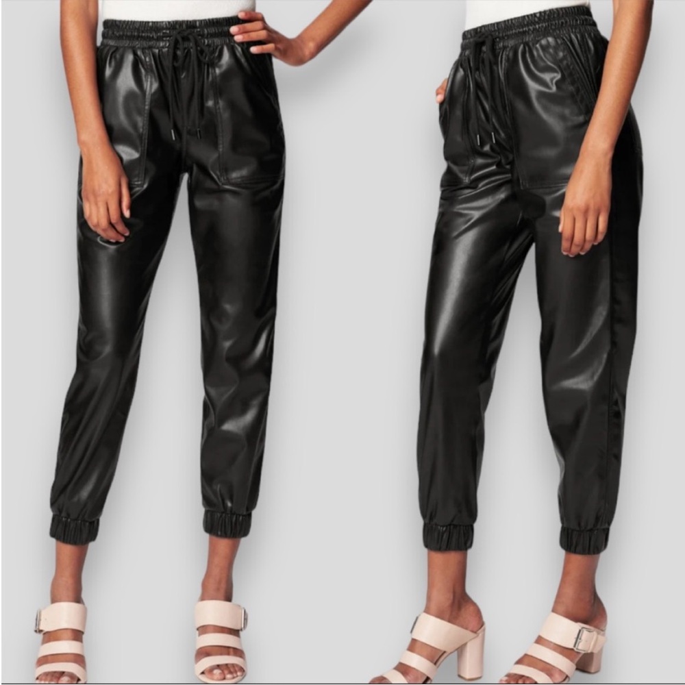 NWT BlankNYC Vegan Leather Joggers In Color Black Size 25 - Picture 2 of 11